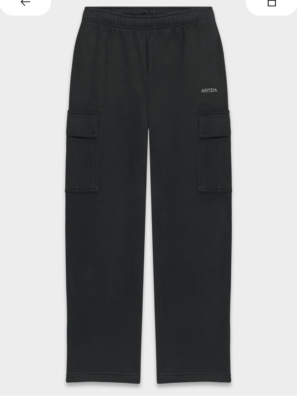 ARITZIA TNA Wide Leg Black Cargo Sweatpants with Flap Pockets